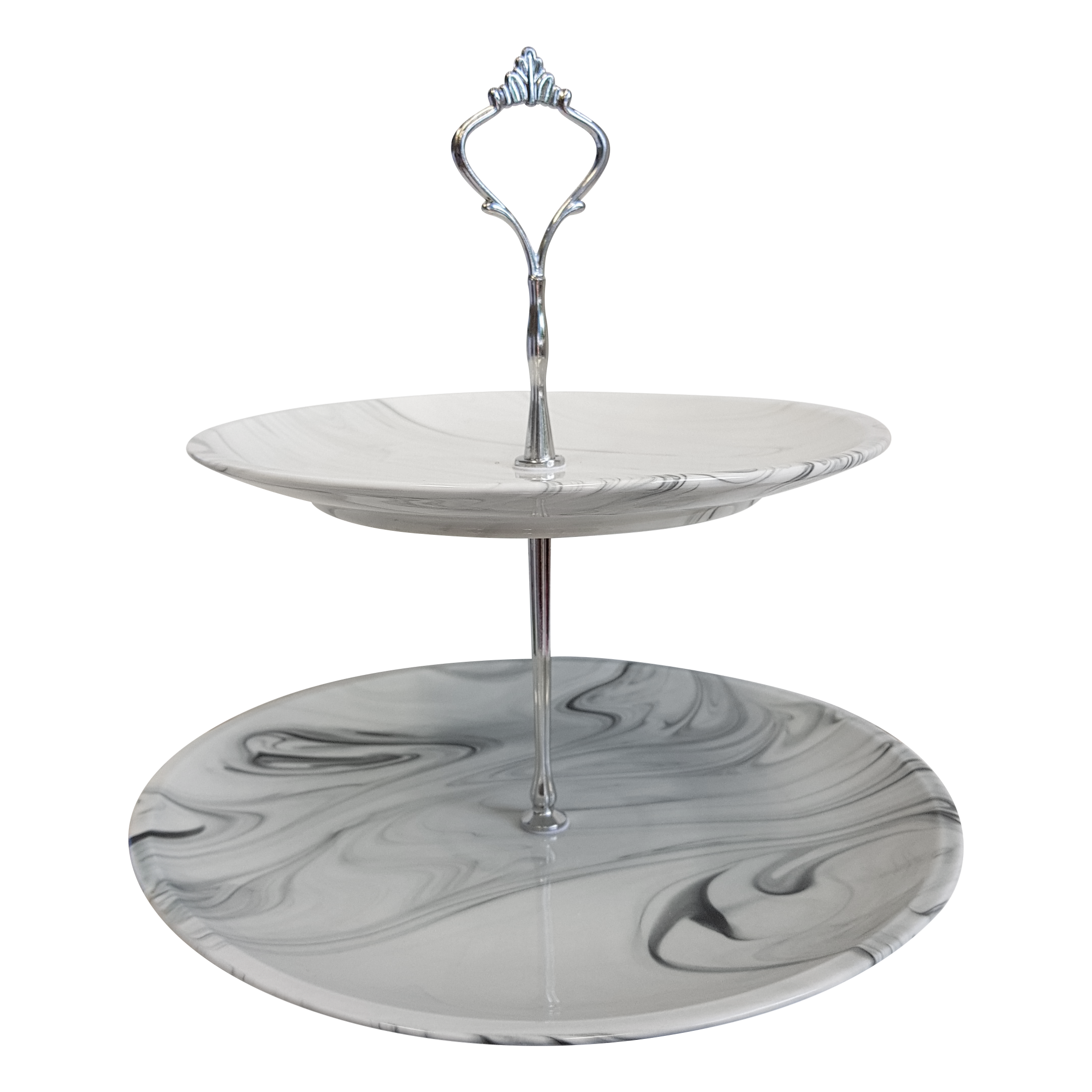 2TIER FLUID GREY MARBLE CAKE STAND TRUFFULA FOREST