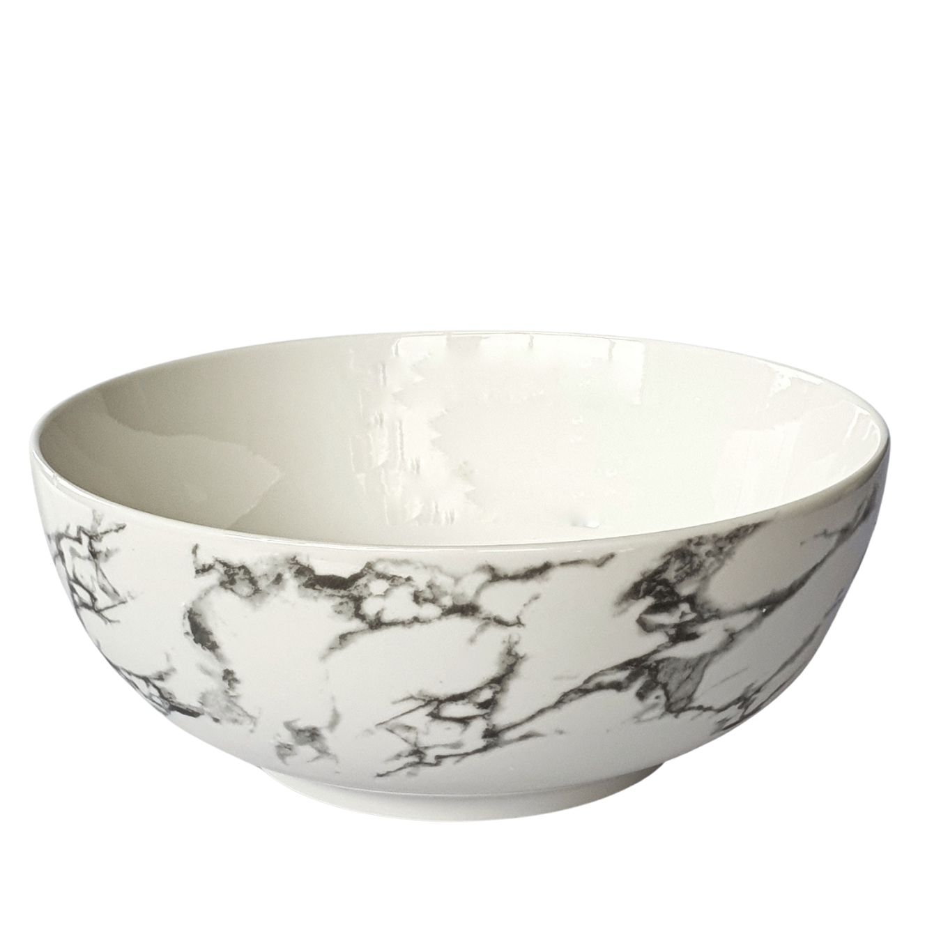 LARGE BLACK & WHITE MARBLE BOWL